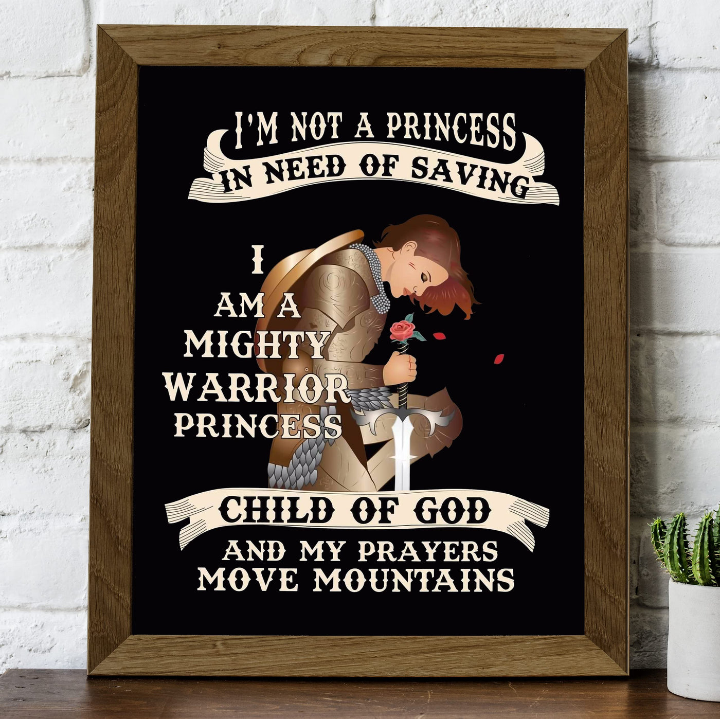 I'm A Mighty Warrior Princess- Inspirational Christian Wall Art -8x10"-Armor of God Wall Print -Ready to Frame. Home-Bedroom-Office-Church Decor. Great Gift for Confidence in All Women-Teens-Girls!