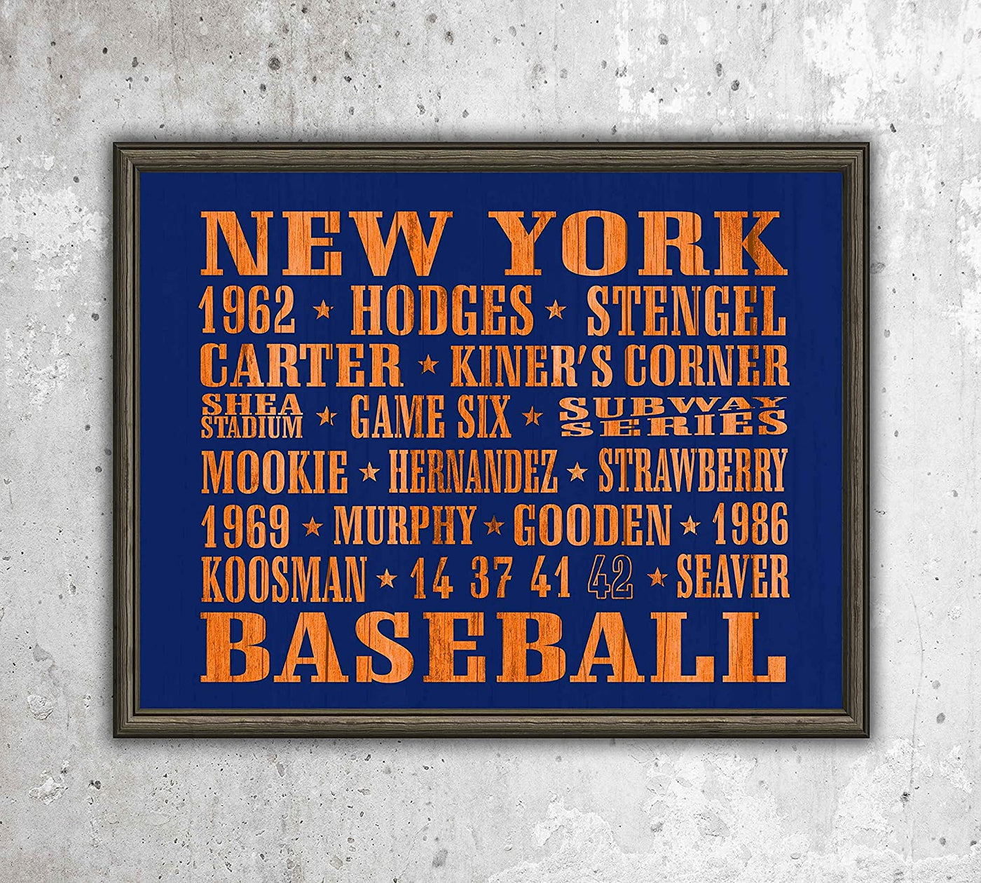 "Baseball-New York Mets"-Retro Sports Wall Art Decor- 10 x 8"