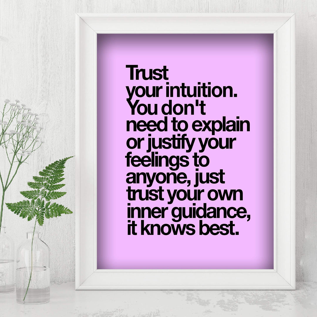 Trust Your Intuition-It Knows Best Spiritual Quotes Wall Art -8 x 10" Inspirational Typographic Print-Ready to Frame. Home-Office-Studio-Dorm Decor. Great Zen Gift and Positive Decoration!
