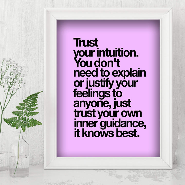 Trust Your Intuition-It Knows Best Spiritual Quotes Wall Art -8 x 10" Inspirational Typographic Print-Ready to Frame. Home-Office-Studio-Dorm Decor. Great Zen Gift and Positive Decoration!
