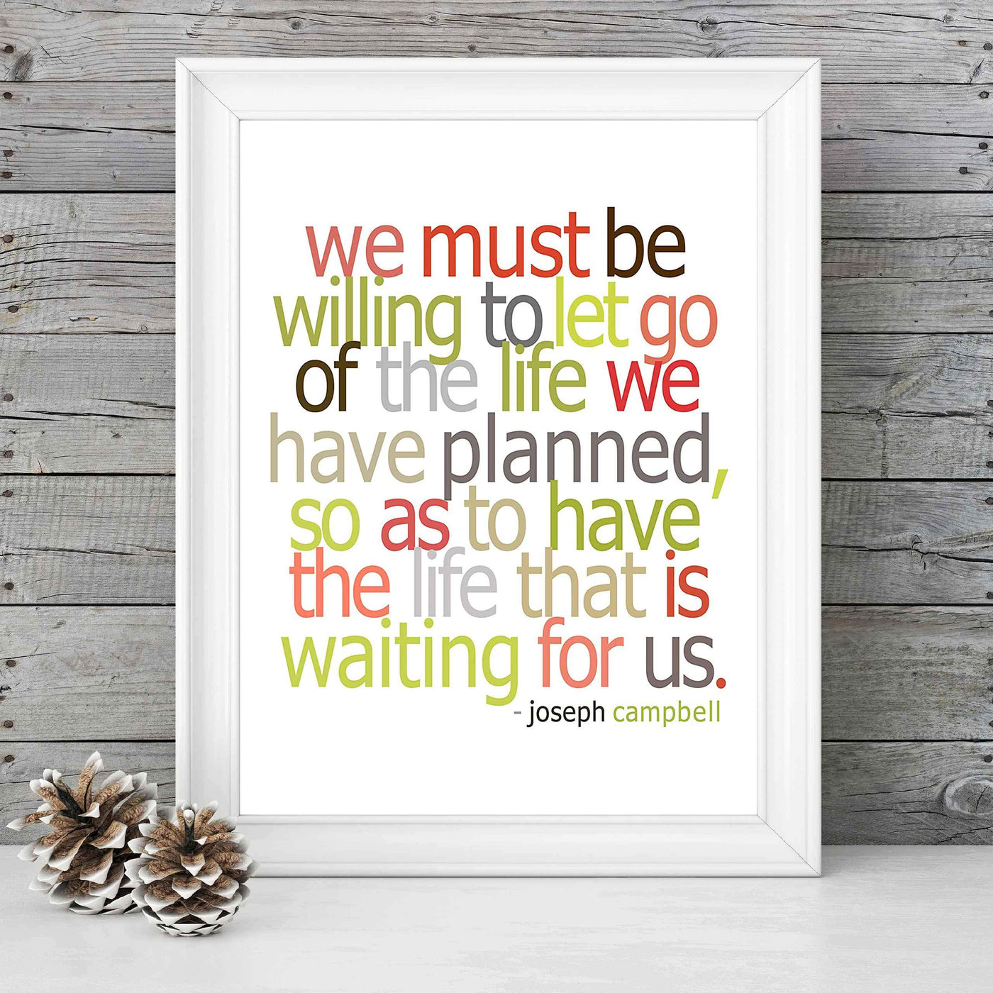 Must Be Willing to Let Go of the Life We Planned-Joseph Campbell Quotes Wall Sign -8x10" Inspirational Wall Art Print-Ready to Frame. Modern Typographic Design. Home-Office-School-Motivation Decor.