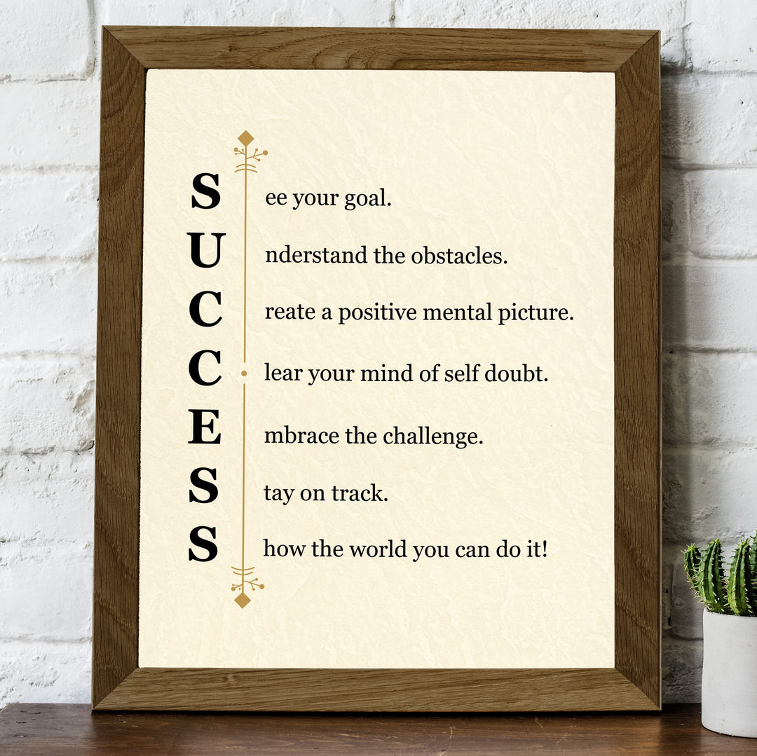 "Success -See Your Goal"-Motivational Quotes Wall Art Sign -11 x 14" Modern Typographic Picture Print -Ready to Frame. Inspirational Home-Office-Classroom-Work Decor. Great Gift of Motivation!