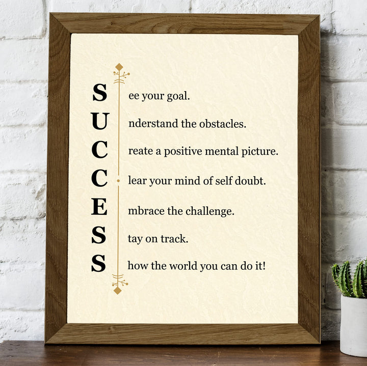 "Success -See Your Goal"-Motivational Quotes Wall Art Sign -11 x 14" Modern Typographic Picture Print -Ready to Frame. Inspirational Home-Office-Classroom-Work Decor. Great Gift of Motivation!