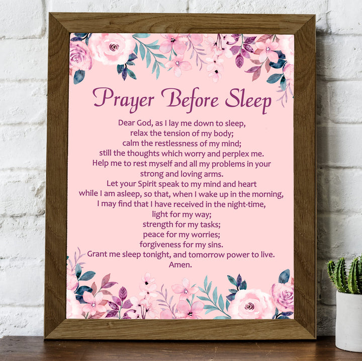 Prayer Before Sleep-Christian Wall Art -8 x 10" Inspirational Floral Scripture Print -Ready to Frame. Perfect Home-Office-Church-Sunday School Decor! Great Religious Gift of Faith &amp; Inspiration!