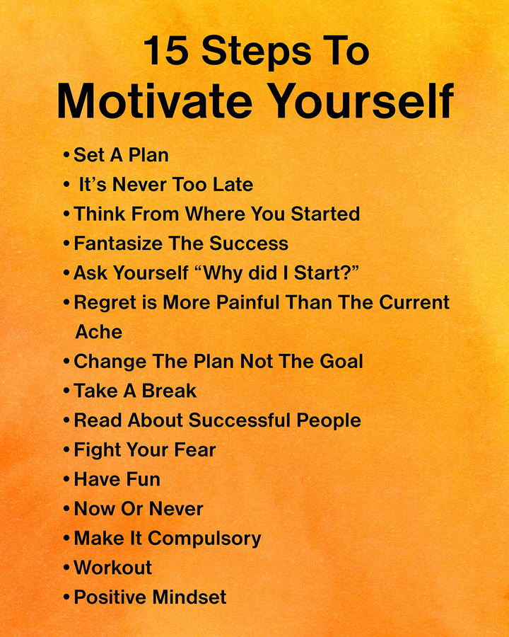15 Steps To Motivate Yourself Motivational Quotes Wall Art -8x10" Inspirational Affirmations Print -Ready to Frame. Positive Decor for Home-Office-Classroom Sign &amp; Success. Great Gift for Students!