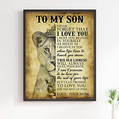 "To My Son-Never Forget That I Love You" Motivational Family Wall Art -11 x 14"