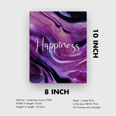 Happiness Is An Inside Job -Life Quotes Wall Art -8 x 10" Inspirational Abstract Art Print-Ready to Frame. Motivational Home-Office-Studio-Dorm-Classroom Decor. Great Reminder-Be Happy!