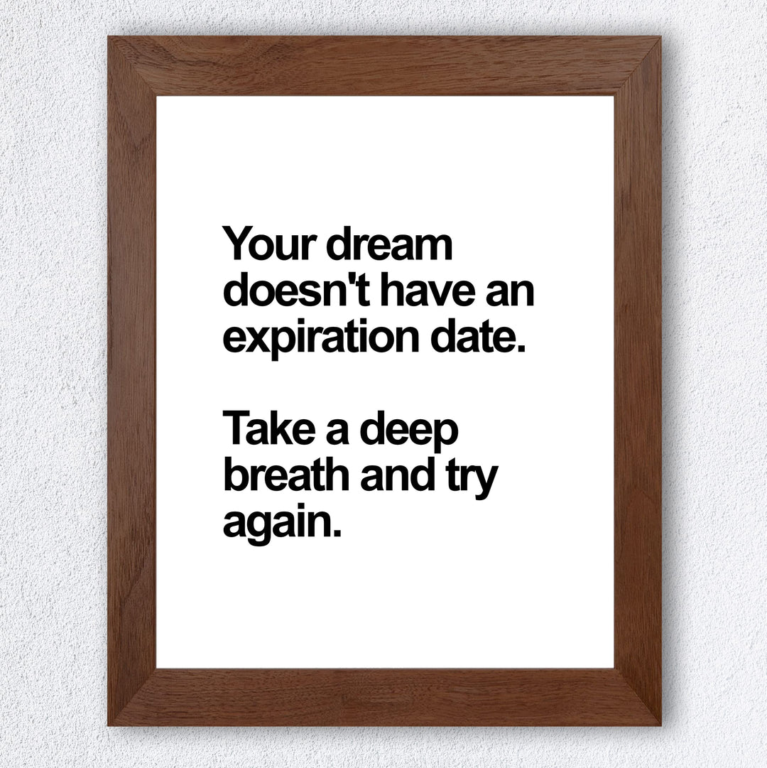 Take A Deep Breath &amp; Try Again Motivational Wall Art Decor -8 x 10" Inspirational Typography Print -Ready to Frame. Perfect Decoration for Home-Office-Work-Desk Sign. Great Gift of Motivation!