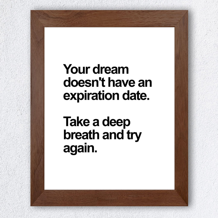 Take A Deep Breath &amp; Try Again Motivational Wall Art Decor -8 x 10" Inspirational Typography Print -Ready to Frame. Perfect Decoration for Home-Office-Work-Desk Sign. Great Gift of Motivation!
