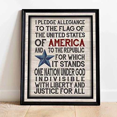 "I Pledge Allegiance to the Flag" -American Patriotic Wall Decor -11 x 14"