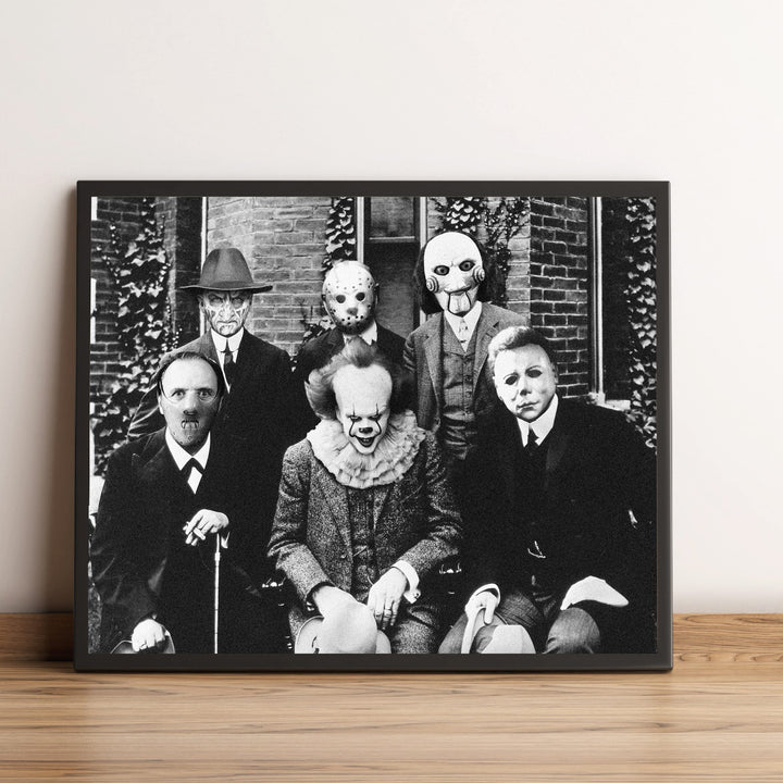 Halloween Groupie-Spooky Horror Movie Villians Wall Art Decor -10 x 8" Rustic Scary Movies Picture Print -Ready to Frame. Perfect for Home-Office-Studio-Dorm Decorations! Great Gift for Fans!