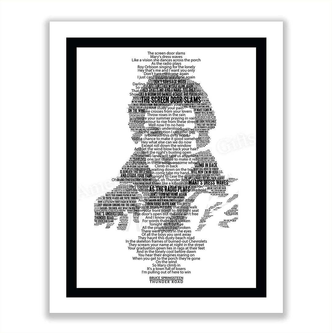 Bruce Springsteen-"Thunder Road"-Music Lyrics Wall Art -11 x 14"
