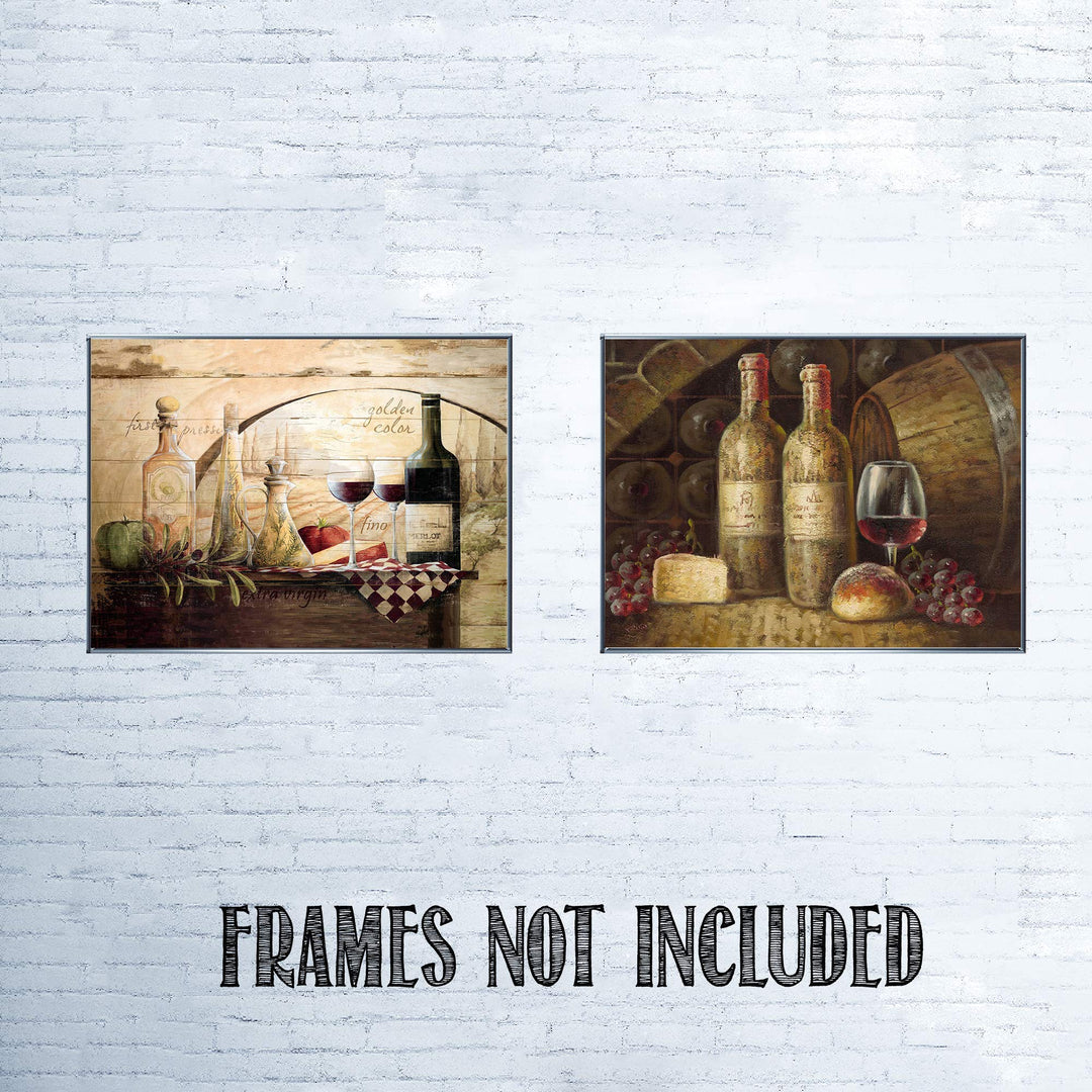 Dinner is Served With Wine Pairing (2)- 8 x 10"s Wall Art Prints- Ready to Frame. Home D?cor, Wine Decor &amp; Kitchen Wall Decor. Perfect For Wine Lovers &amp; Dining Room Decor. Show Your Good Taste!