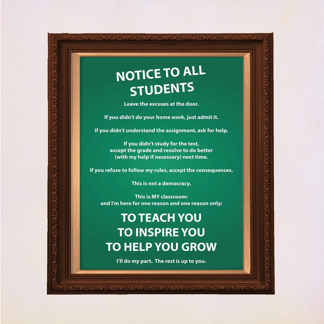 NOTICE TO ALL STUDENTS-Teacher&