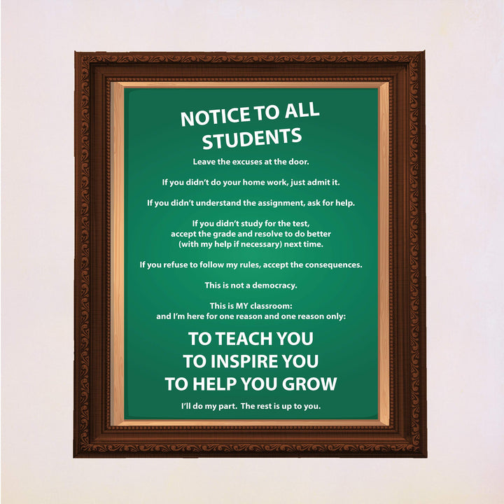 NOTICE TO ALL STUDENTS-Teacher&