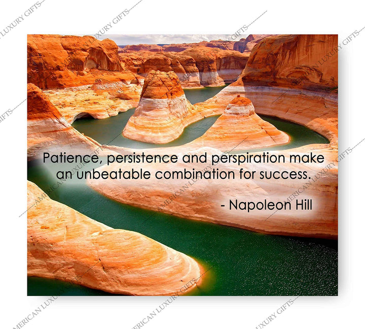 Napoleon Hill Quotes-"Patience, Persistence &amp; Perspiration"-10 x 8" Inspirational Wall Art. Typographic Grand Canyon Photo Print-Ready to Frame. Home-Office-School-Gym Decor. Great Motivational Gift!