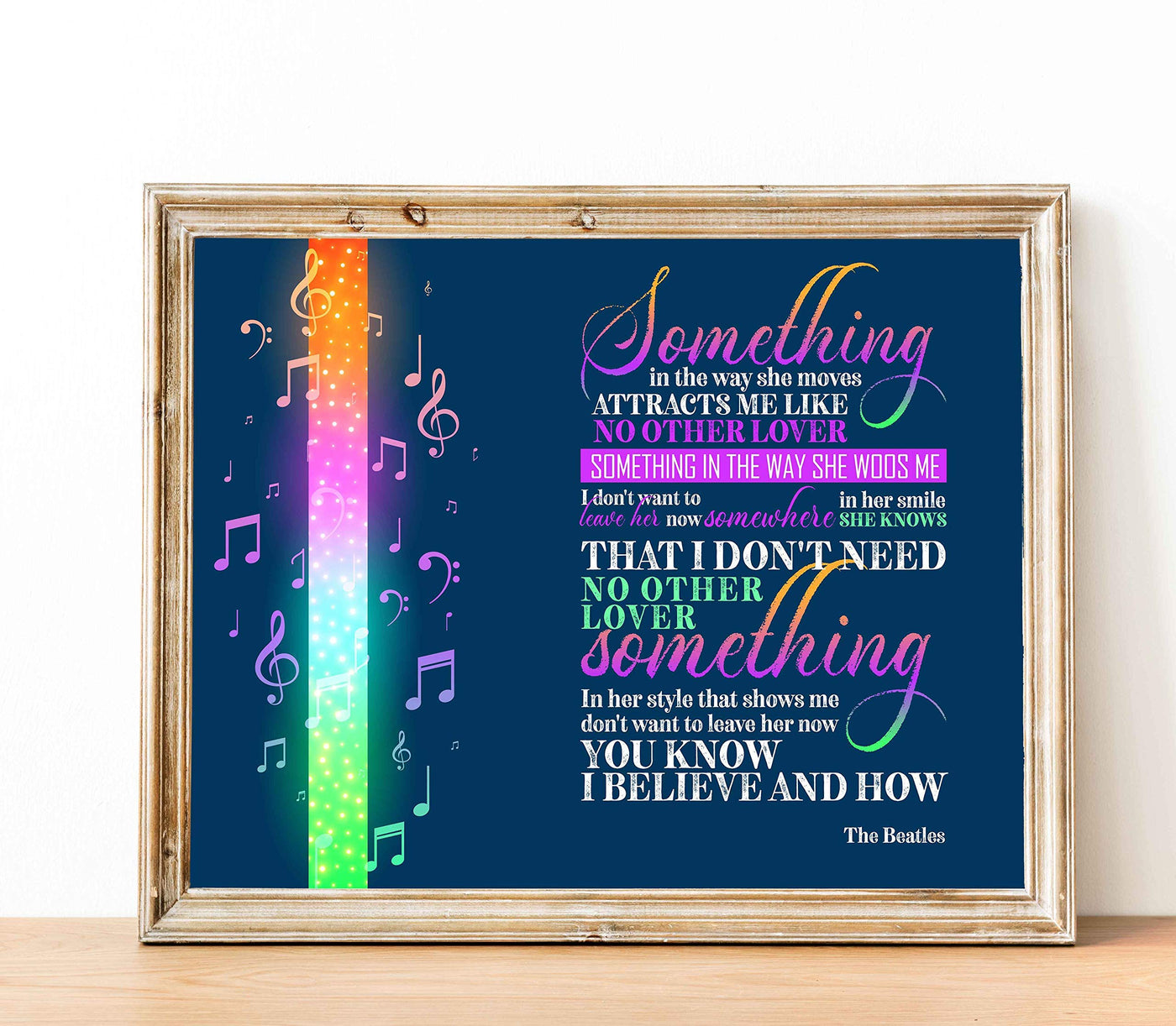 The Beatles Song Lyric Art-"Something-In the Way She Moves" -14 x 11" Music Lyrics Poster Print-Ready to Frame. Vintage Wall Sign for Home-Office-Studio-Cave D?cor. Perfect Gift For All Beatles Fans!