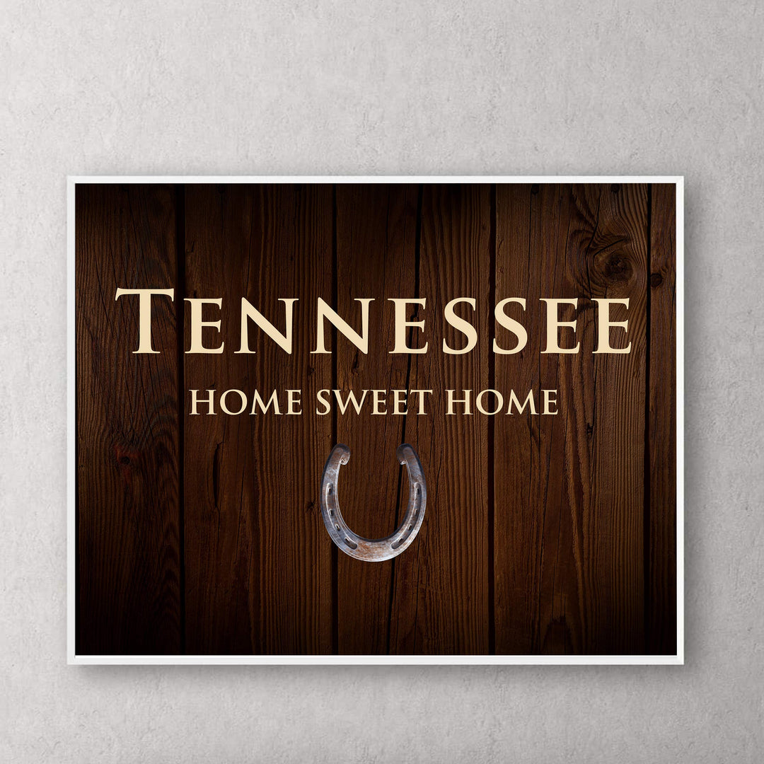 Tennessee-Home Sweet Home State Wall Decor -10 x 8" Country Rustic Family Art Print-Ready to Frame. Home-Office-Welcome-Farmhouse Decor. Perfect Southern Housewarming Gift! Printed on Photo Paper.