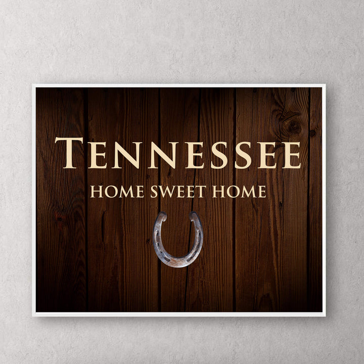 Tennessee-Home Sweet Home State Wall Decor -10 x 8" Country Rustic Family Art Print-Ready to Frame. Home-Office-Welcome-Farmhouse Decor. Perfect Southern Housewarming Gift! Printed on Photo Paper.