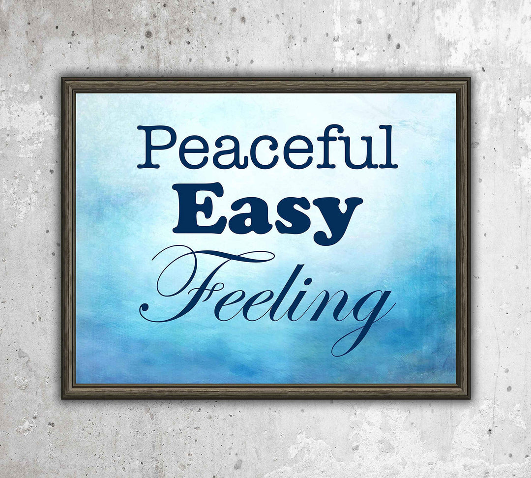 The Eagles-"Peaceful Easy Feeling"-Song Lyrics Art Print -10 x 8" Wall Print-Ready To Frame. Typographic Music Poster Print For Home-Studio-Bar-Cave Decor. Perfect Gift for All Rock Music Fans!