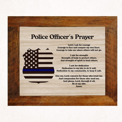 Police Officer's Prayer Rustic Inspirational Wall Art-10x8" Motivational Thin Blue Line Print-Ready to Frame. Home-Office-Garage-Cave Decor. Great Gift for Law Enforcement! Printed on Photo Paper.