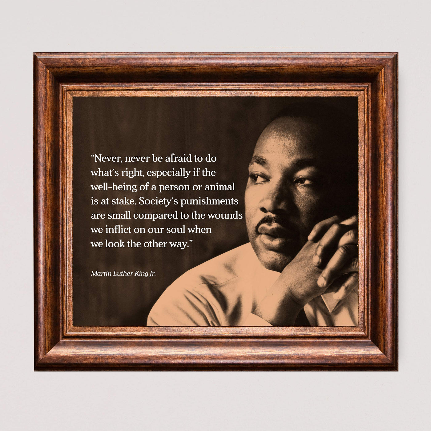 Martin Luther King Jr. Quotes-"Never Be Afraid To Do What's Right"-10 x 8" MLK Silhouette Wall Art Print-Ready to Frame. Inspirational Home-Office-School-Library Decor. Great Historical Reminder!