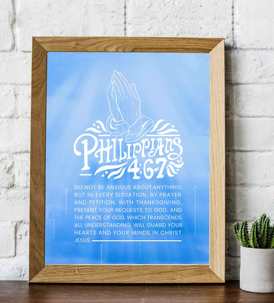 Philippians 4:6-7-"Do Not Be Anxious-Present Your Requests to God"-Bible Verse Wall Art-8 x 10" Scripture Poster Print-Ready To Frame. Christian Home-Office-Church D?cor. Great Reminder to Pray!