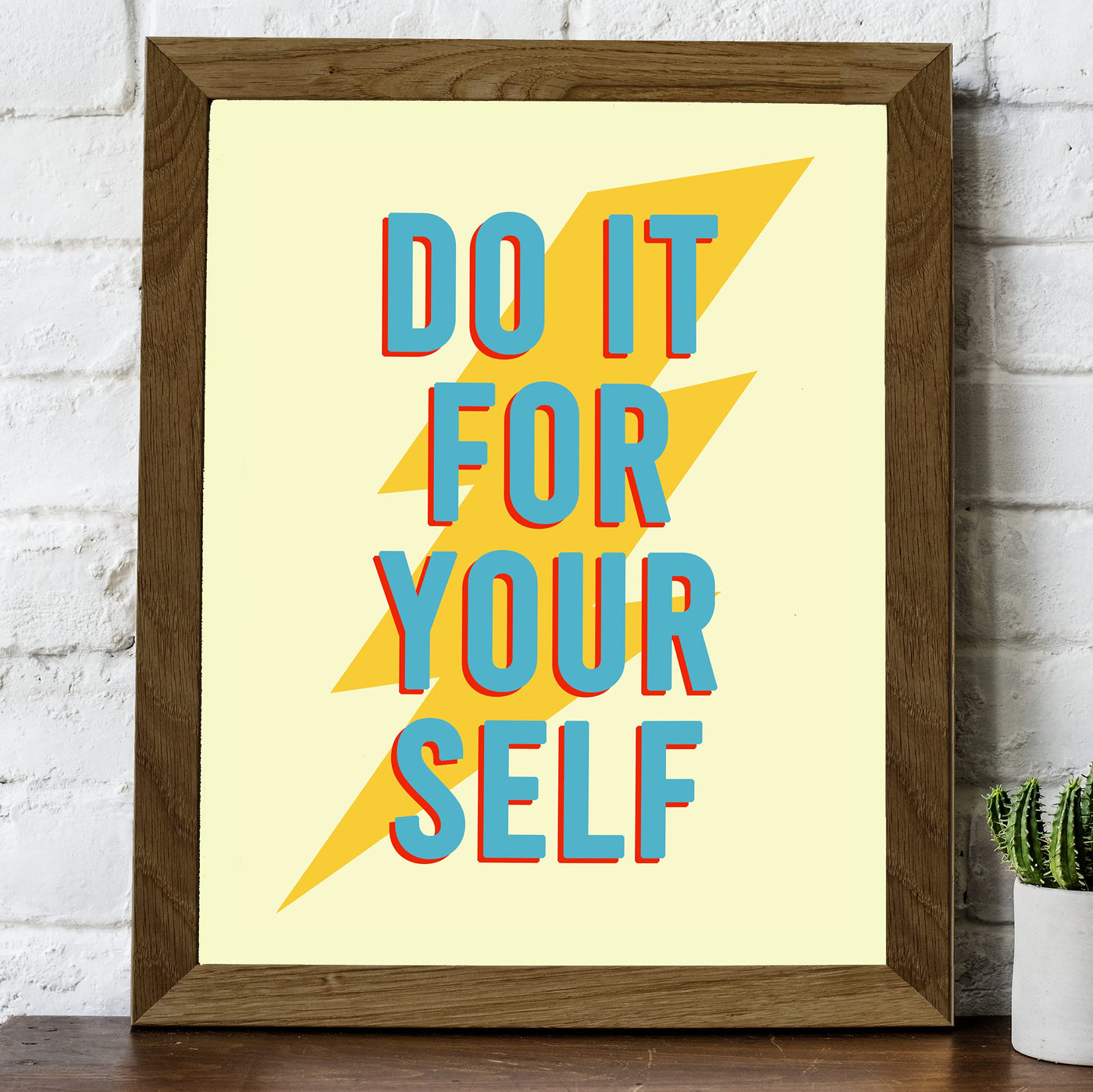 Do It For Yourself Motivational Wall Decor -8 x 10" Inspirational Typographic Art Print w/Lightning Bolt Image-Ready to Frame. Perfect Home-Office-Desk-School-Gym Decor! Great Sign for Motivation!