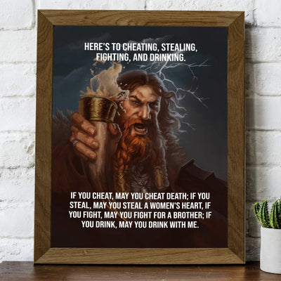 If You Drink, May You Drink With Me Funny Viking Sign -8 x 10" Rustic, Old World Wall Art Print-Ready to Frame. Nordic Drinking Sign for Home-Office-Bar-Man Cave-Pub Decor. Makes a Great Gift!