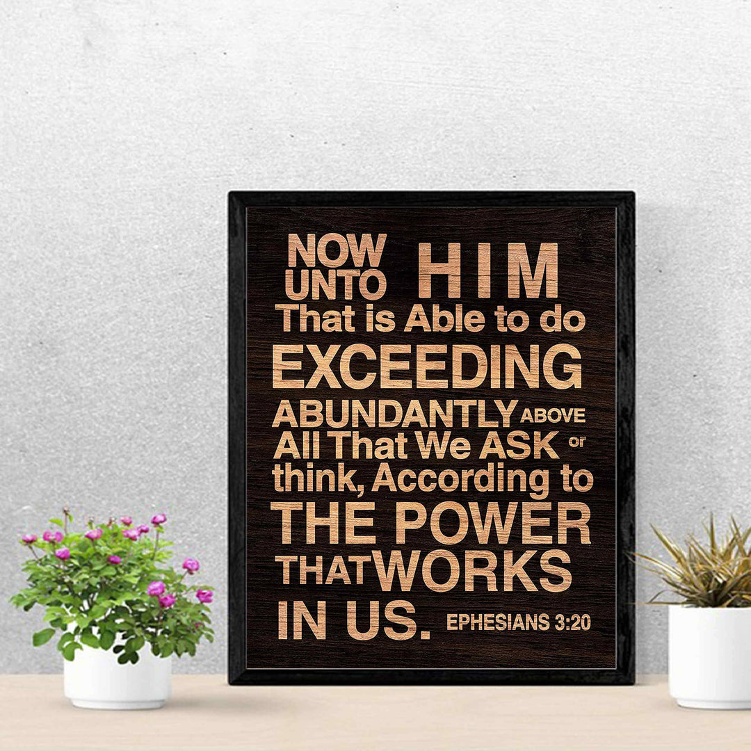 Now Unto Him That Is Able Ephesians 3:20-Bible Verse Wall Art-11 x 14" Typographic Scripture Print-Ready to Frame. Modern Home-Office-Church Decor. Great Christian Gift! Printed on Paper, Not Wood.