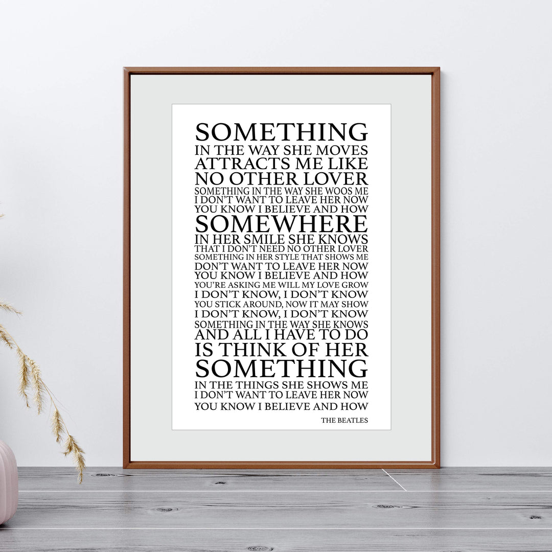The Beatles Song Lyrics Wall Art-"Something In The Way She Moves" 11 x 14" Art Matted Print-Ready to Frame. Retro Home-Office-Cave D?cor. Perfect Love Song Gift for Beatles Fans &amp; Inspiration.
