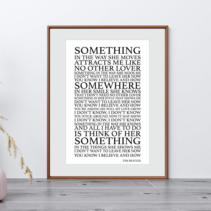 The Beatles Song Lyrics Wall Art-"Something In The Way She Moves" 11 x 14" Art Matted Print-Ready to Frame. Retro Home-Office-Cave D?cor. Perfect Love Song Gift for Beatles Fans &amp; Inspiration.