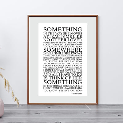 The Beatles Song Lyrics Wall Art-"Something In The Way She Moves" 11 x 14" Art Matted Print-Ready to Frame. Retro Home-Office-Cave D?cor. Perfect Love Song Gift for Beatles Fans & Inspiration.