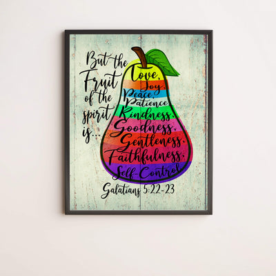 But the Fruit of the Spirit Is Love-Joy-Peace-Bible Verse Wall Art -11 x 14" Scripture Wall Print-Ready to Frame. Inspirational Home-Office-Church Decor. Perfect Religious Gift! Galatians 5:22-23.