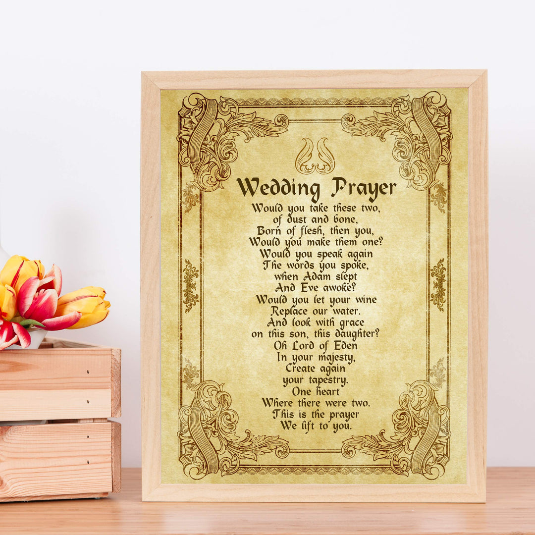 Wedding Prayer-Vintage-Poetic Wall Art -11 x 14" Love and Marriage Poem Print w/Distressed Parchment Design -Ready to Frame. Perfect for Spouse-Newlywed-Life Partners. Great Gift for New Couples!