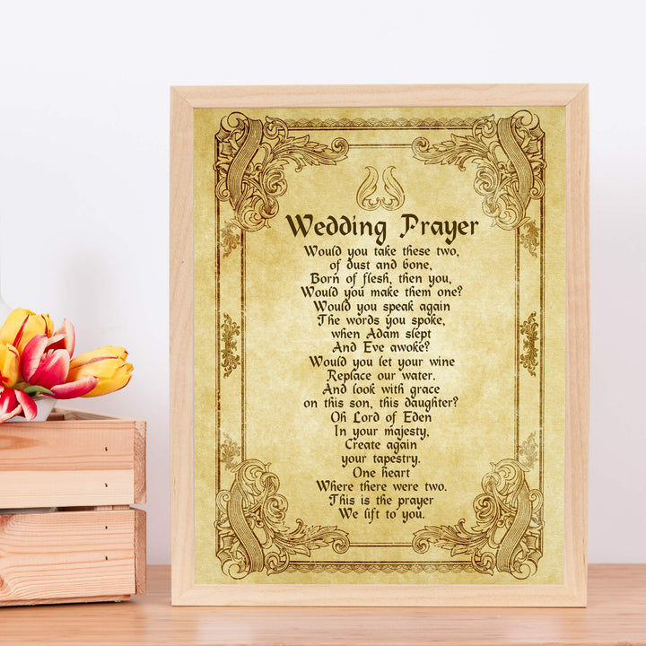 Wedding Prayer-Vintage-Poetic Wall Art -11 x 14" Love and Marriage Poem Print w/Distressed Parchment Design -Ready to Frame. Perfect for Spouse-Newlywed-Life Partners. Great Gift for New Couples!