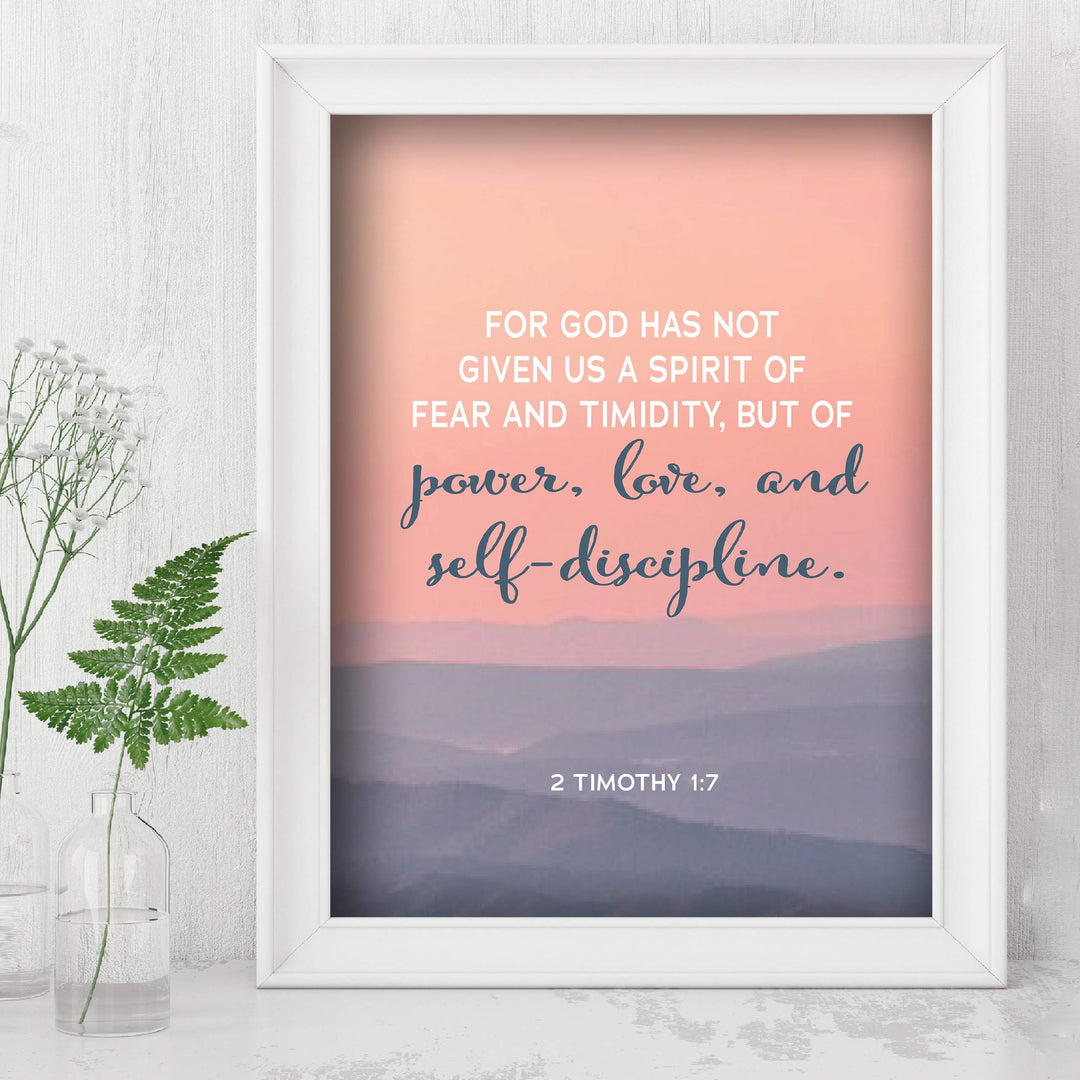 ?God Has Given Us a Spirit of Power-Love?- 2 Timothy 1:7- Bible Verse Wall Art- 8 x 10" Modern Typographic Design. Scripture Wall Print-Ready to Frame. Home-Office-Church D?cor. Great Christian Gift!