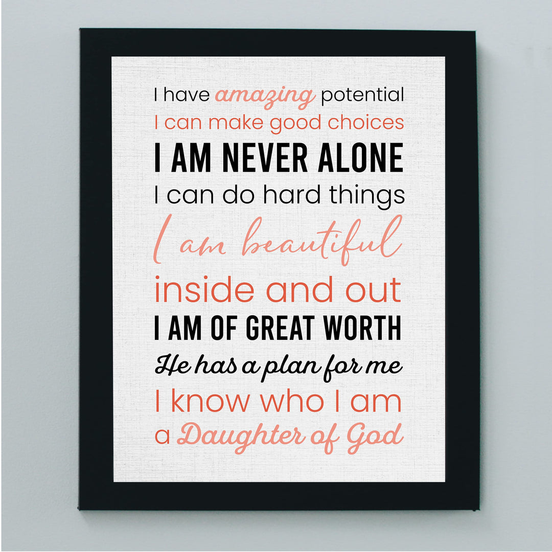 Amazing Daughter of God Inspirational Christian Wall Art -8 x10" Spiritual Poster Print -Ready to Frame. Motivational Home-Girls Bedroom-Dorm Decor. Great Religious Gift! Perfect for Teens &amp; Women!