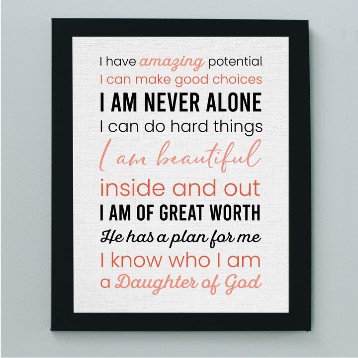 Amazing Daughter of God Inspirational Christian Wall Art -8 x10" Spiritual Poster Print -Ready to Frame. Motivational Home-Girls Bedroom-Dorm Decor. Great Religious Gift! Perfect for Teens &amp; Women!