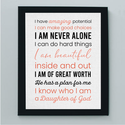 Amazing Daughter of God Inspirational Christian Wall Art -8 x10" Spiritual Poster Print -Ready to Frame. Motivational Home-Girls Bedroom-Dorm Decor. Great Religious Gift! Perfect for Teens & Women!