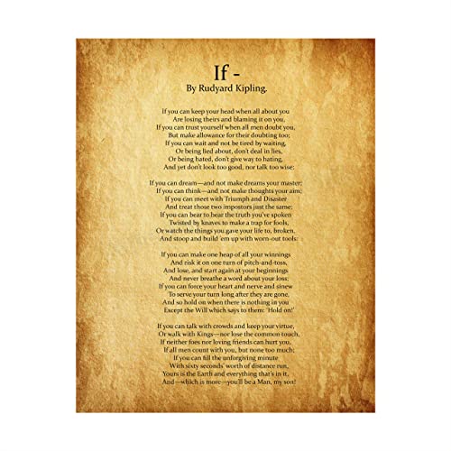 "IF You Can Keep Your Head"- Rudyard Kipling Poem Page Print-8 x 10"