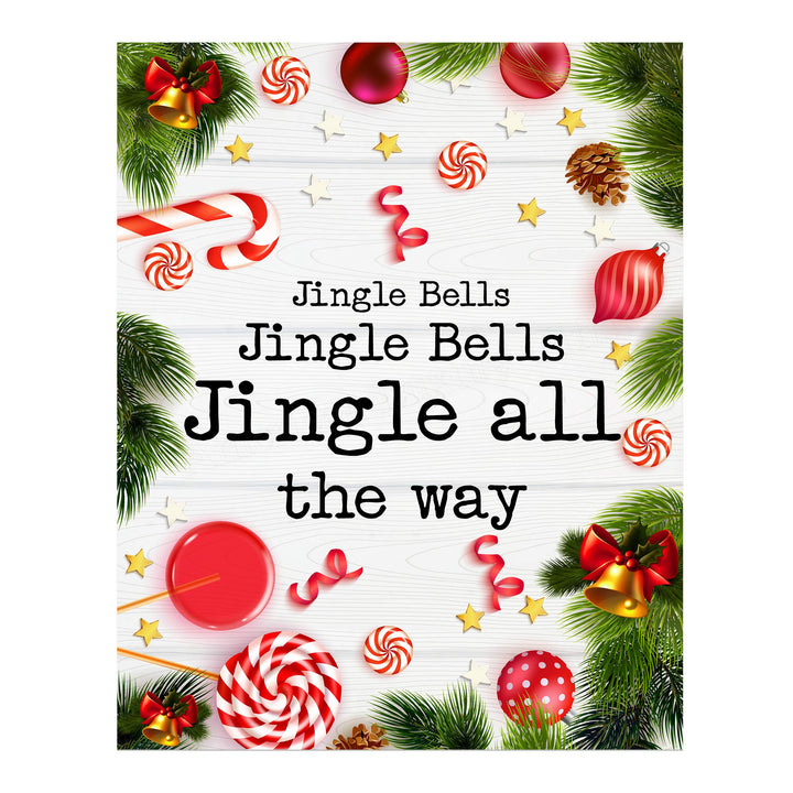 Jingle Bells-Jingle All the Way Christmas Song Wall Art Decor -11 x 14" Holiday Music Wall Print -Ready to Frame. Typographic Home-Welcome-Kitchen-Farmhouse Decor. Display Your Holiday Joy!