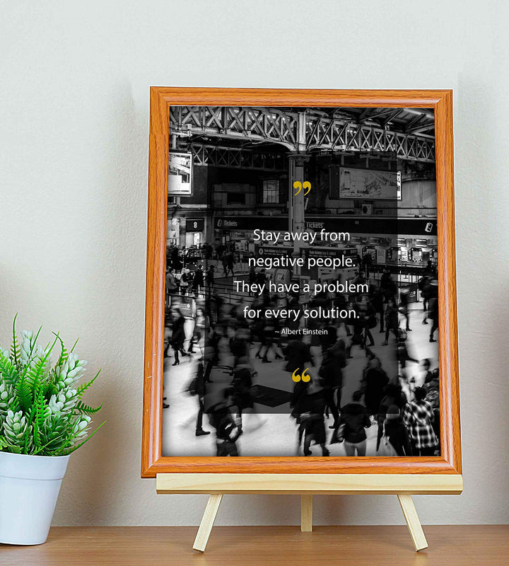 Albert Einstein-"Stay Away From Negative People" Positive Quotes Wall Art- 8 x 10" Motivational Poster Print-Ready to Frame. Inspirational Decor for Home-Office-Dorm. Perfect Decoration for Classroom!