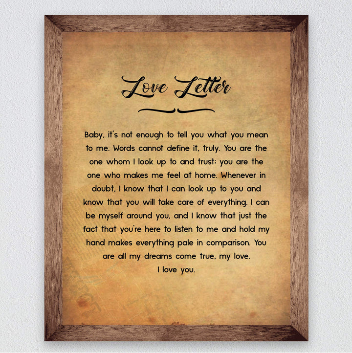 Love Letter- You Are My Everything- Wall Art Print-8 x 10" Wall Decor-Ready to Frame. Distressed Typographic Parchment Print for Home-Bedroom- Office Decor. Lifetime Gift For That Special Person.