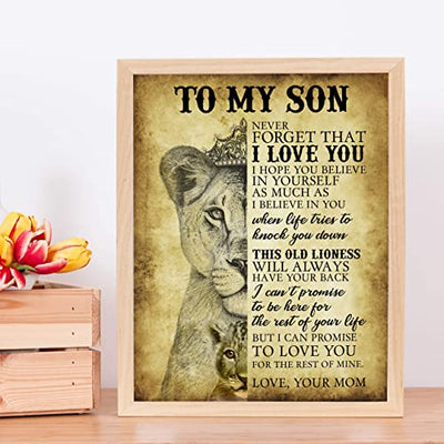 "To My Son-Never Forget That I Love You" Motivational Family Wall Art -11 x 14"