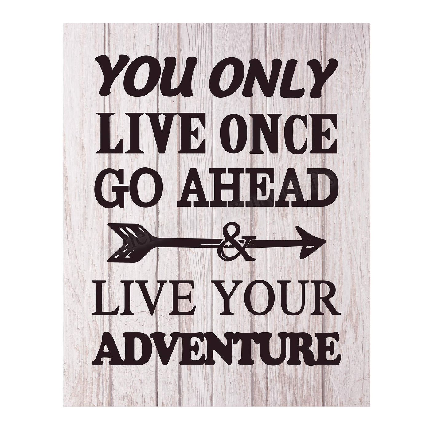 You Only Live Once-Go Ahead & Live Your Adventure- Motivational Quotes Wall Art Sign -11 x 14" Inspirational Typographic Print-Ready to Frame. Home-Office-Lake-Beach House Decor. Printed on Paper.