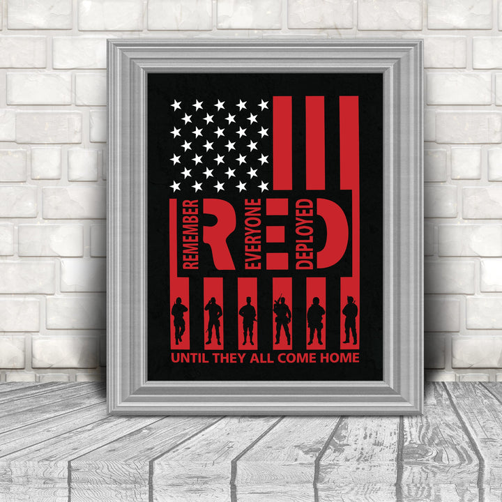 Remember Everyone Deployed Patriotic Military Wall Decor -8 x 10" American Flag USA Poster Print-Ready to Frame. Home-Office-School-Man Cave Decor. Great Sign to Show Patriotism and Respect!