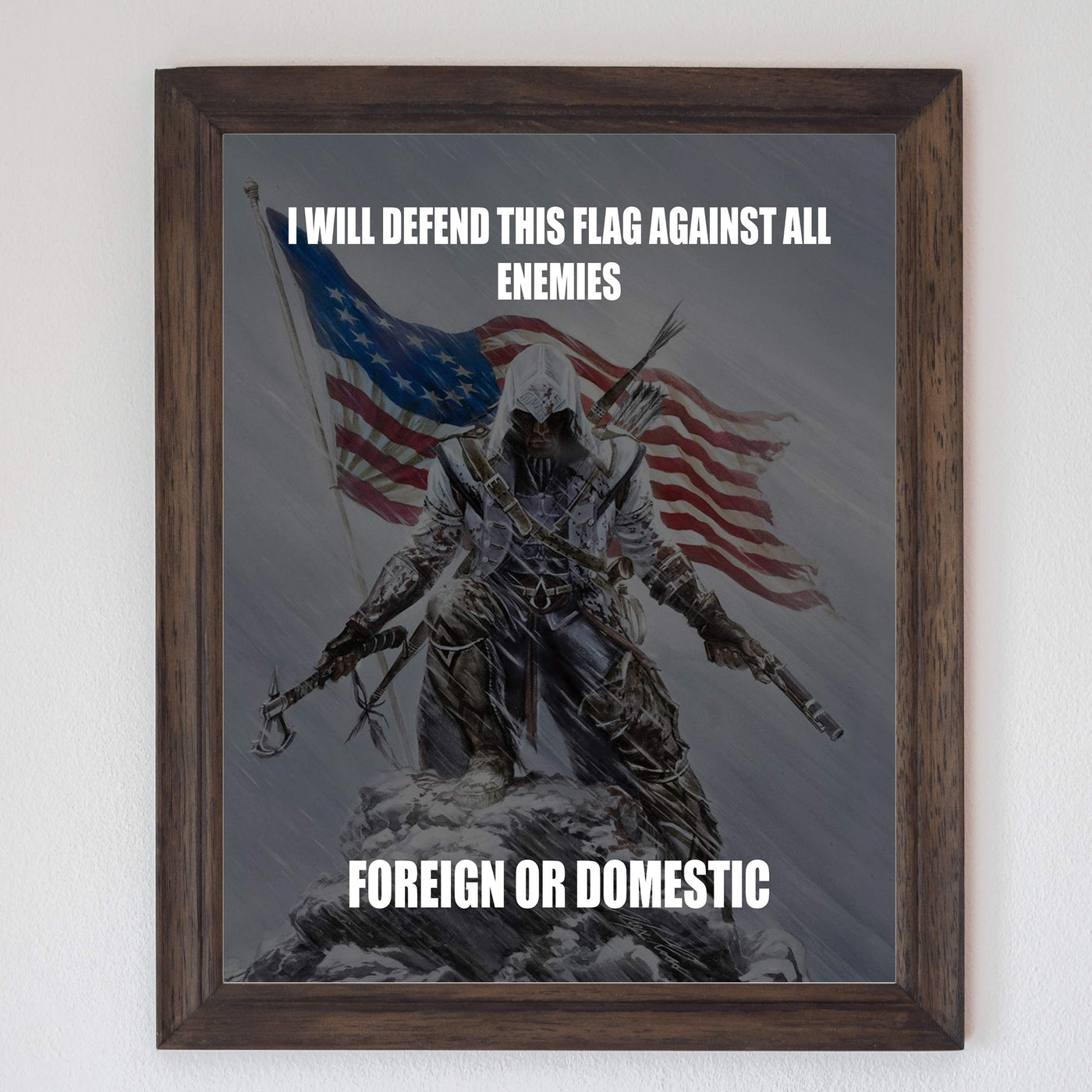 I Will Defend This Flag Against All Enemies-Patriotic Quotes Wall Art- 8 x 10" Pro-American Poster Print-Ready To Frame. Perfect for Home-Office-Garage-Bar Decor. Display Your American Pride!