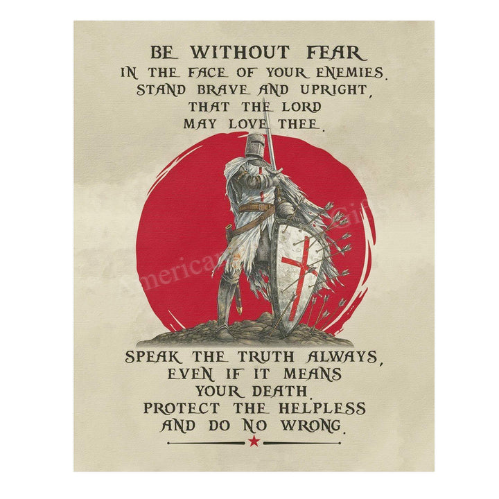 Be Without Fear-Stand Brave &amp; Upright-Inspirational Christian Wall Art-11 x 14" Motivational Armor of God Warrior Print-Ready to Frame. Home-Office-Church-Religious Decor. Great Gift of Motivation!