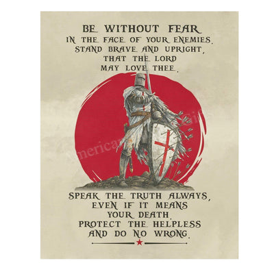 Be Without Fear-Stand Brave & Upright-Inspirational Christian Wall Art-11 x 14" Motivational Armor of God Warrior Print-Ready to Frame. Home-Office-Church-Religious Decor. Great Gift of Motivation!